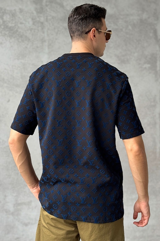 Чёрная оверсайз футболка Louis Vuitton Monogram Gradient