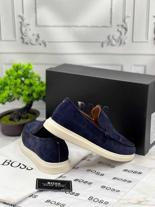 Мужские замшевые лоферы Hugo Boss Randy - Navy