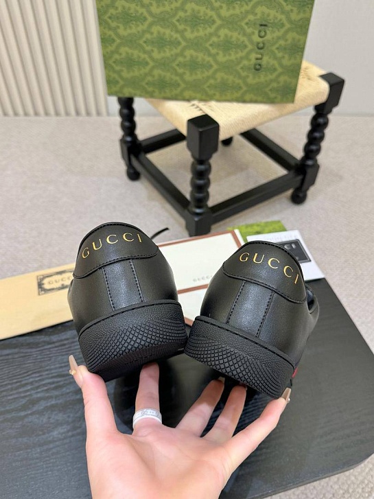 Кожаные кроссовки Gucci GG Screener - Black