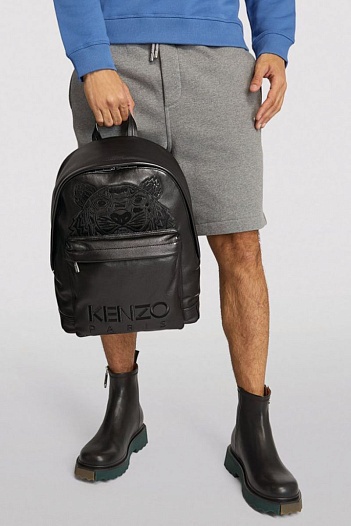 Мужской кожаный рюкзак Kenzo Kampus Tiger  40x31 - Black   