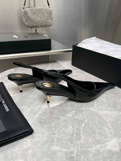 Женские кожаные туфли на каблуке Yves Saint Laurent premium   