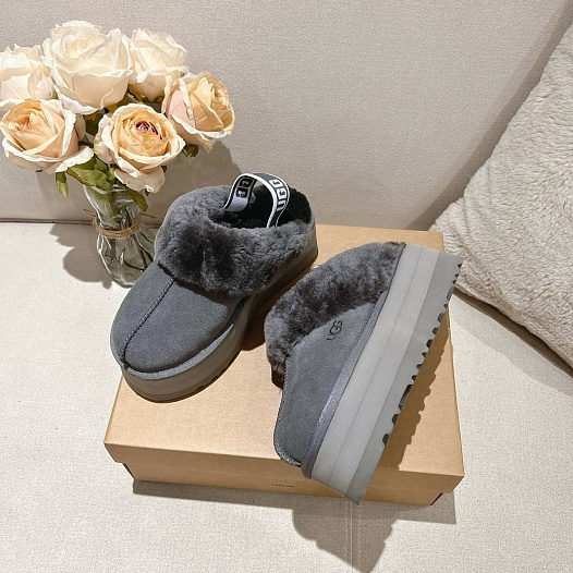 Замшевые женские слиперы с мехом UGG Funkette Platform
