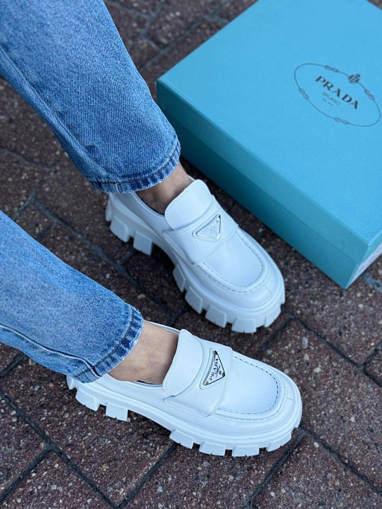 Женские лоферы Prada Monolith - White