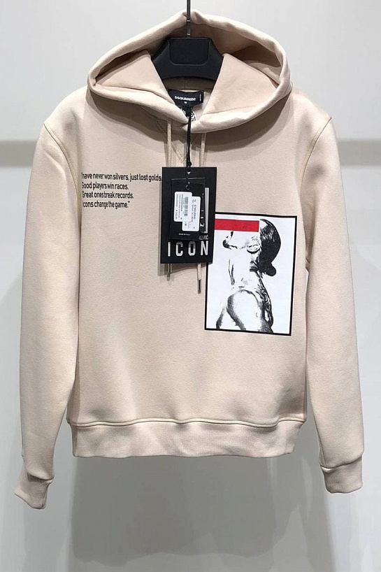 Утеплённое худи на флисе Dsquared2 x Ibrahimovic "ICON" - Beige