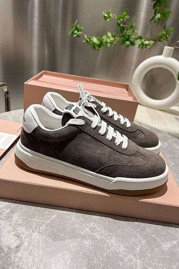 Женские замшевые кроссовки MIU MIU Premium - Grey   