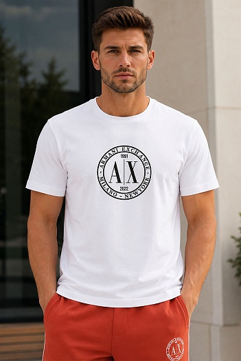 Футболка белого цвета Armani Exchange black logo   