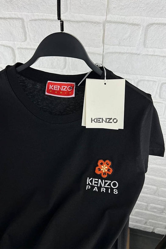 Женская чёрная футболка Kenzo Boke Flower