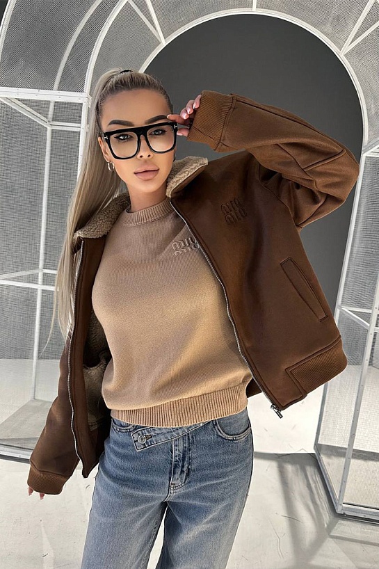 Женская кожаная дубленка MIU MIU