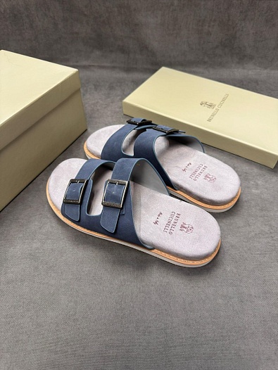 Замшевые шлёпанцы Brunello Cucinelli Urban - Blue   