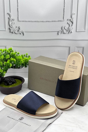 Мужские кожаные шлёпанцы Brunello Cucinelli   