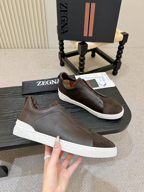 Мужские кроссовки Ermenegildo Zegna Triple Stitch - Brown