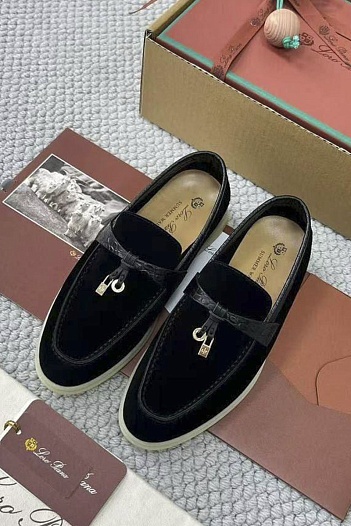 Женские лоферы Loro Piana Summer Charms Walk premium - Black   