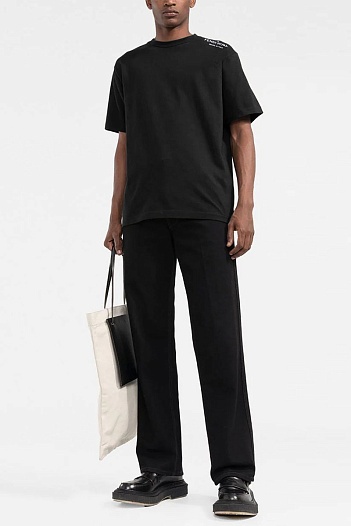 Мужская чёрная футболка Fendi FF logo   