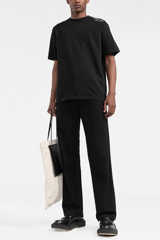 Мужская чёрная футболка Fendi FF logo