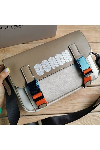 Кожаная сумка Coach Track - Colorblock 28x20 см   