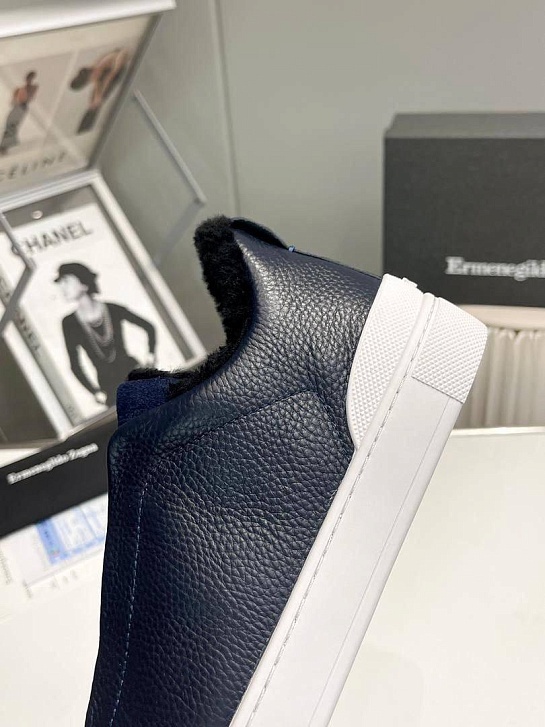 Кроссовки с мехом Ermenegildo Zegna Triple Stitch - Navy
