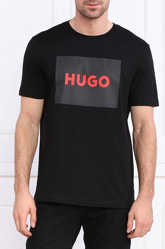 Чёрная футболка Hugo Boss logo-print