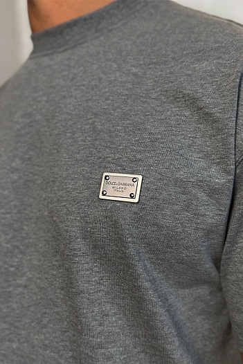 Футболка Dolce & Gabbana logo-plaque - Grey   