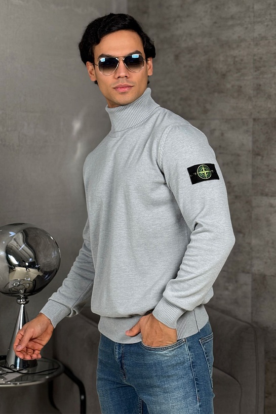 Водолазка серого цвета Stone Island compass-patch