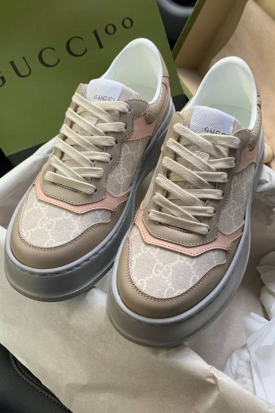 Женские кроссовки Gucci GG Chunky B - Beige / Grey