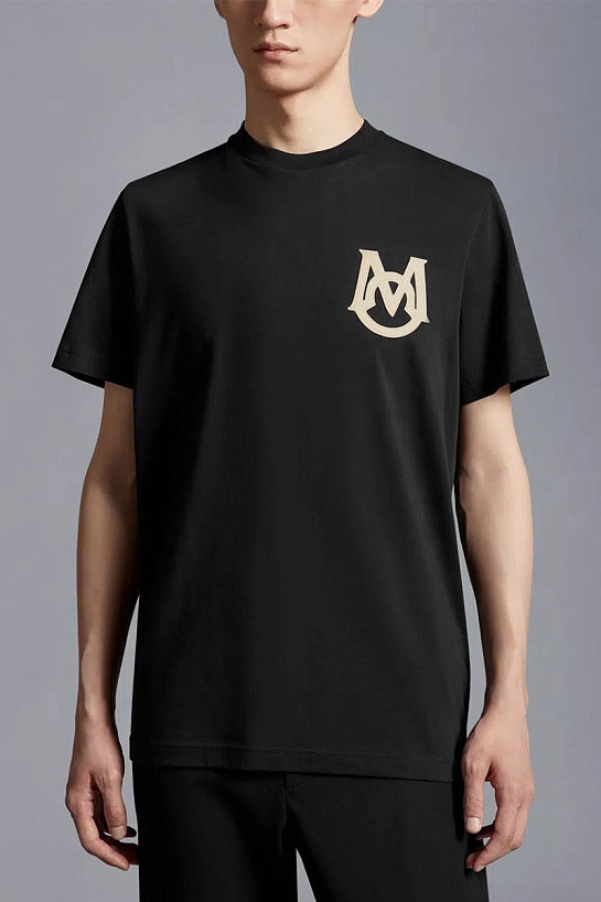 Мужская чёрная футболка Moncler monogram
