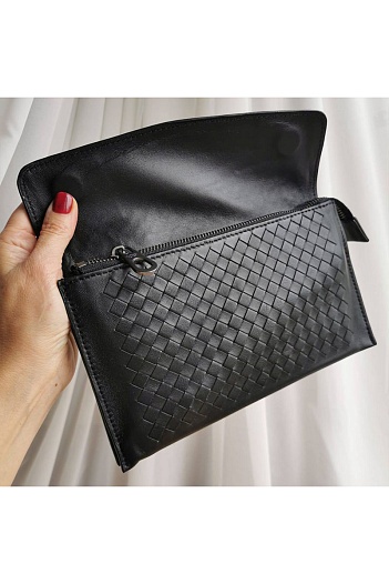 Кожаная барсетка Bottega Veneta Intrecciato 23.5x14.5 см   