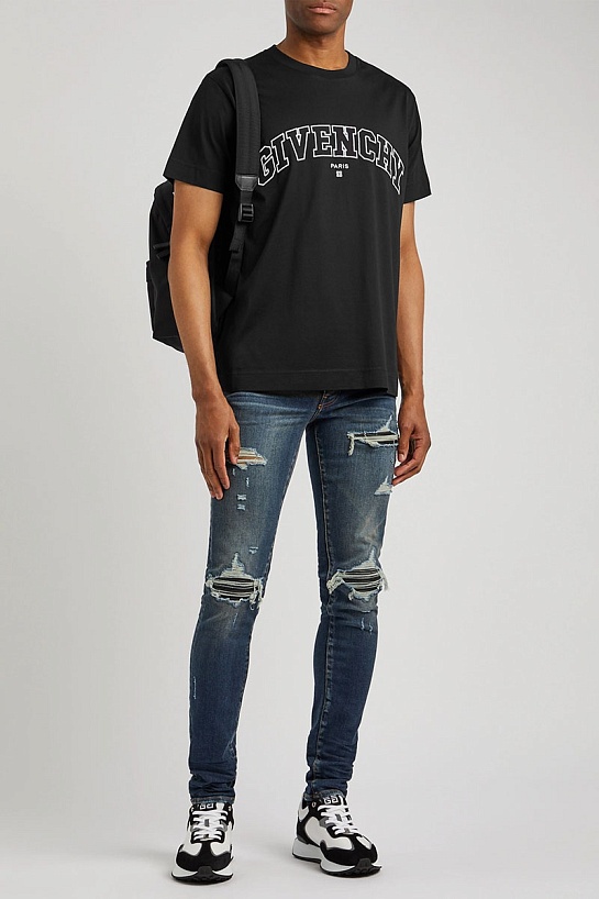 Чёрная футболка Givenchy College logo-embroidered