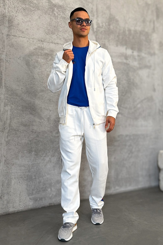 Белые спортивные штаны Moncler striped logo