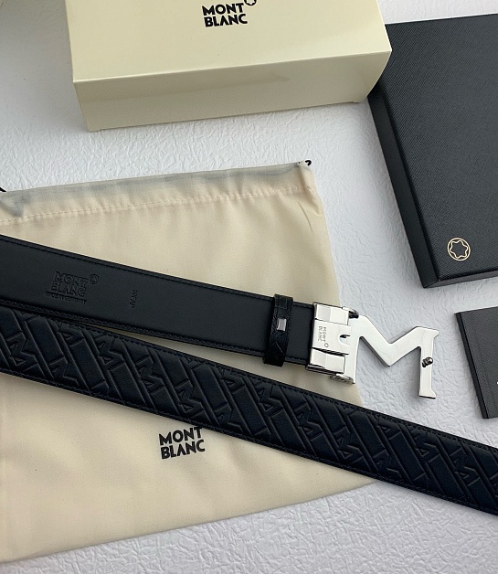 Двусторонний кожаный ремень Montblanc Premium (ширина 3.5 см)