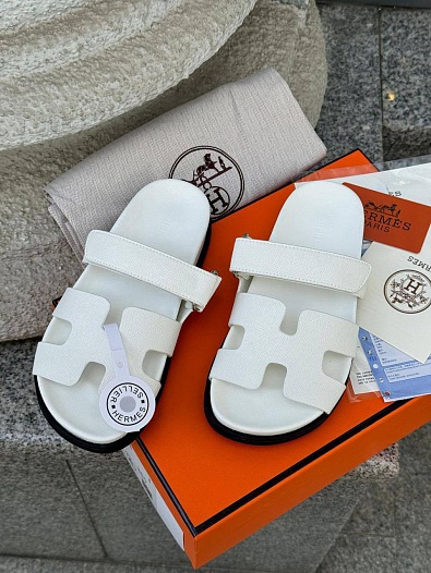 Женские кожаные сандалии Hermes Chypre - White   