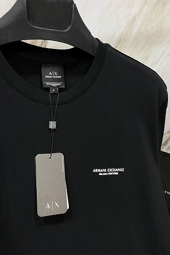 Мужская чёрная футболка Armani Exchange "Milano New York"   