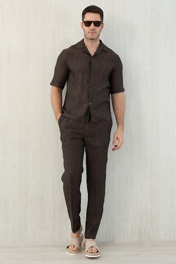 Льняные брюки Brunello Cucinelli Premium - Brown   