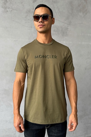 Мужская футболка Moncler logo-patch - Khaki   