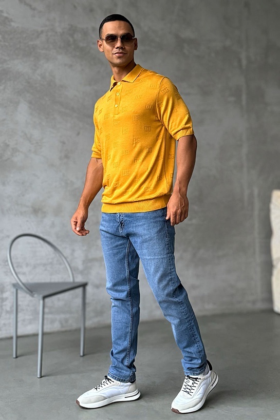 Мужское поло Dolce & Gabbana monogram all-over - Yellow