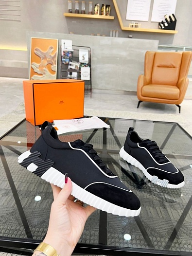 Мужские замшевые кроссовки Hermes Bouncing - Black   