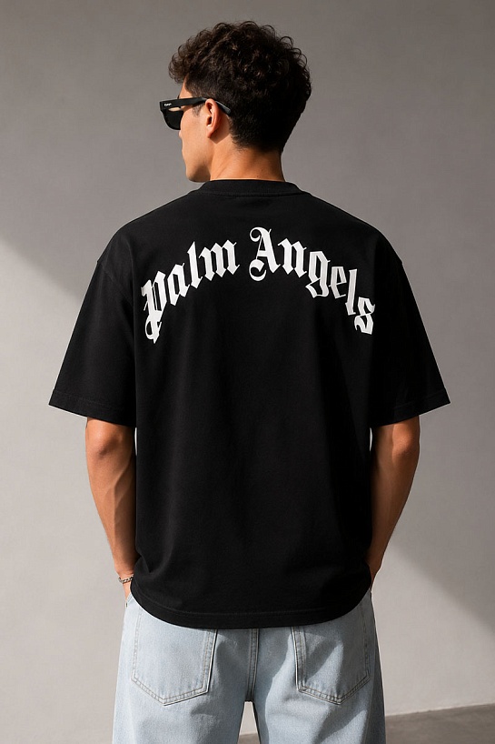 Чёрная оверсайз футболка Palm Angels Leopard Bear