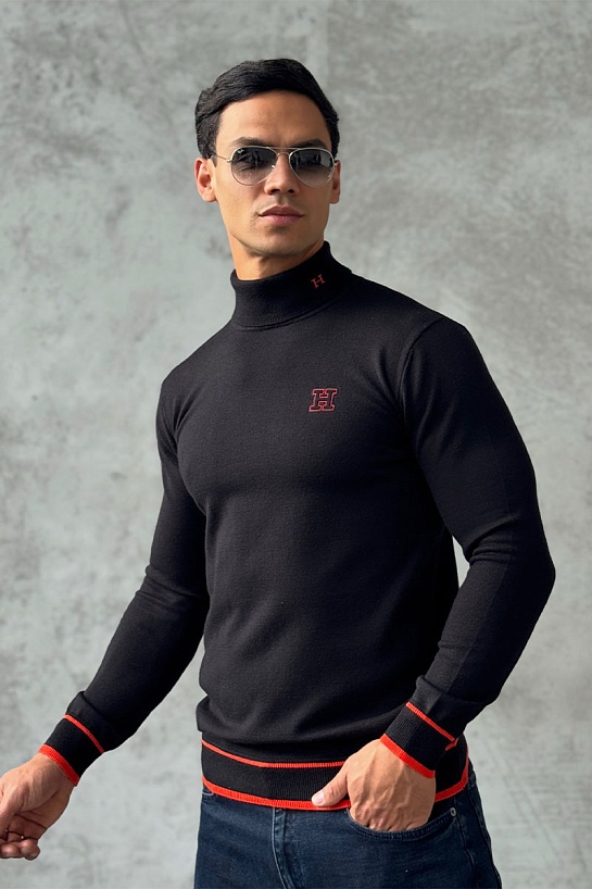 Мужская чёрная водолазка Hermes Premium