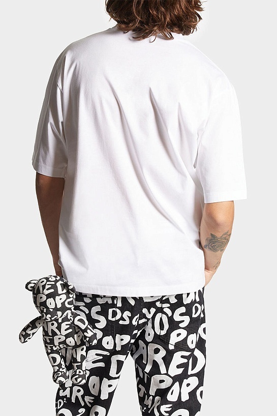 Мужская белая футболка Dsquared2 Pop '80s