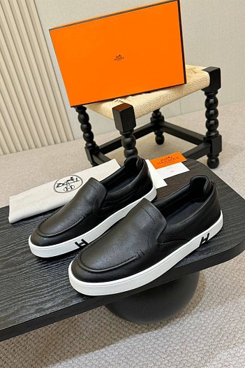 Мужские кожаные слипоны Hermes Kiddy - Grey   