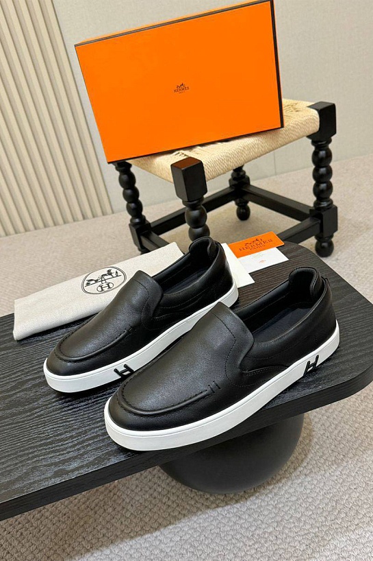 Мужские кожаные слипоны Hermes Kiddy - Grey