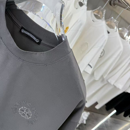 Серая оверсайз футболка Chrome Hearts Premium