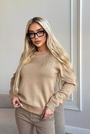 Женский бежевый свитер MIU MIU   