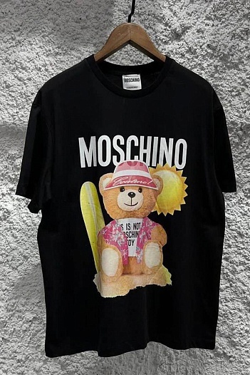 Чёрная оверсайз футболка Moschino Teddy Bear print   