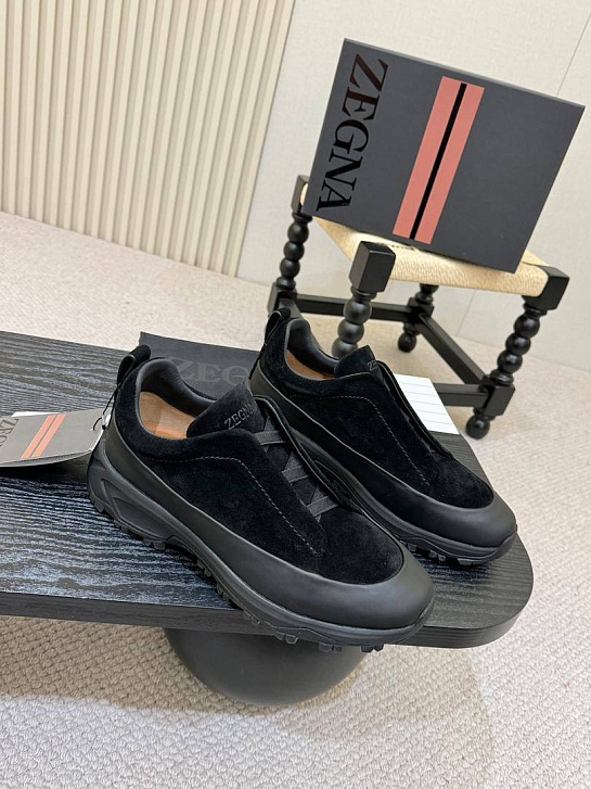 Замшевые кроссовки Zegna Triple Stitch Monte - Black