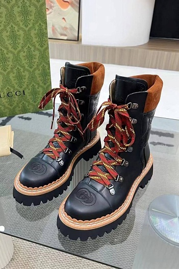 Женские кожаные ботинки Gucci   