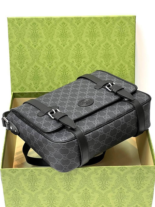 Кожаная сумка-мессенджер Gucci GG Premium 28x20x8 см - Black