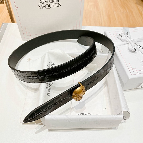 Кожаный ремень Alexander McQueen Skull Premium (ширина 3.5 см)