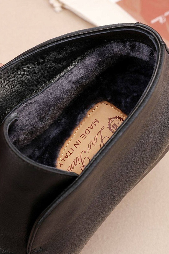 Кожаные лоферы с мехом Loro Piana Open Walk - Black