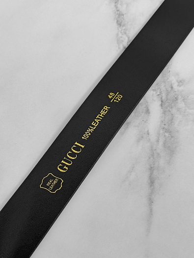 Мужской кожаный ремень Gucci Double G чёрного цвета   
