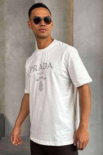 Мужская белая футболка Prada   
